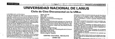 Ciclo de Cine Documental en la UNLa