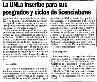 La UNLa inscribe para sus posgrados y ciclos de licenciatura