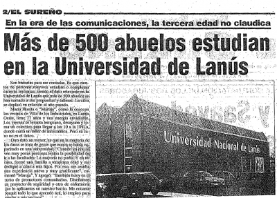 Más de 500 abuelos estudian en la Universidad de Lanús