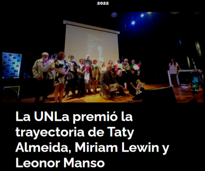 La UNLa premió la trayectoria de Taty Almeida, Miriam Lewin y Leonor Manso