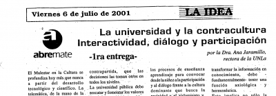 La Universidad y la contracultura: la Interactividad, diálogo y participación
