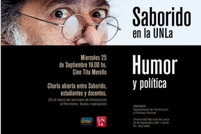 Pedro Saborido llega a la UNLa para dar una charla sobre humor y política