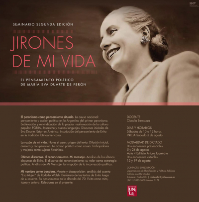 Te invitamos al seminario &quot;Jirones de mi vida: El pensamiento político de María Eva Duarte de Perón&quot;