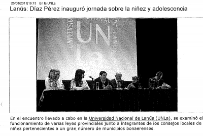 Lanús: Díaz Pérez inauguró jornada sobre la niñez y adolescencia