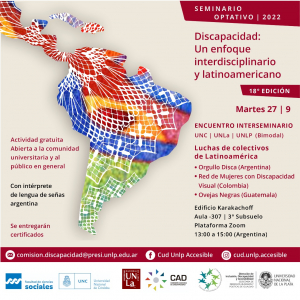Te invitamos al seminario &quot;Discapacidad: Un enfoque interdisciplinario y latinoamericano&quot;