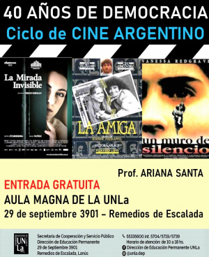 Te invitamos al ciclo de cine argentino &quot;40 años de democracia&quot;