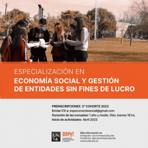 Hasta el 31 de marzo se prorroga la inscripción para la Especialización en Economía Social