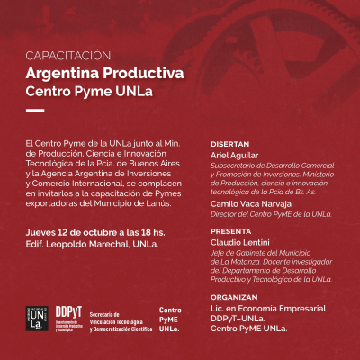 Sumate a la capacitación &quot;Argentina Productiva&quot; del Centro Pyme UNLa