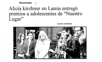 Alicia Kirchner en Lanús entregó premios a adolecentes de &quot;Nuestro Lugar&quot;