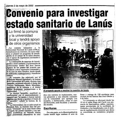 Convenio para investigar estado sanitario de Lanús