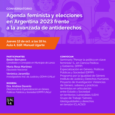 Invitamos a la charla &quot;Agenda feminista y elecciones en Argentina 2023 frente a la avanzada de antiderechos&quot;