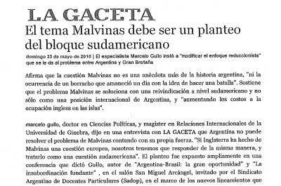 El tema Malvinas debe ser un planteo del bloque sudamericano