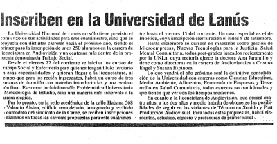 Inscriben en la Universidad de Lanús