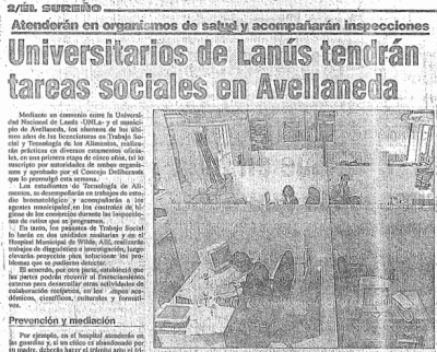 Universitarios de Lanús tendrán tareas sociales en Avellaneda