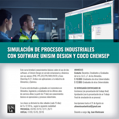 Curso: Simulación de Procesos Industriales con Software Unisim Design y  Coco Chesemp