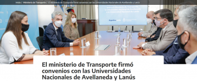 El Ministerio de Transporte firmó convenios con las universidades nacionales de Avellaneda y Lanús