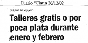 Talleres gratis o por poca plata durante enero y febrero