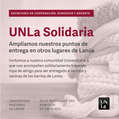 Continúa la campaña &quot;UNLa Solidaria&quot;