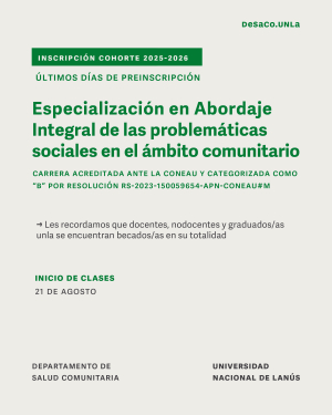 Últimos días de insripción para la Especialización en Abordaje de problemáticas sociales