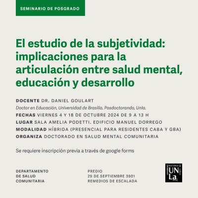 Nuevo seminario de posgrado a cargo del Dr. Daniel Goulart
