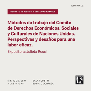 Disertación sobre los métodos de trabajo del Comité de derechos económicos, sociales y culturales de la ONU