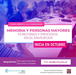 Inscribite en el curso de capacitación &quot;Memoria y Personas Mayores: Funciones y procesos en el envejecer&quot;