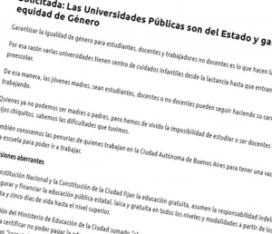 Solicitada: Las Universidades Públicas son del Estado y garantizan la equidad de Género