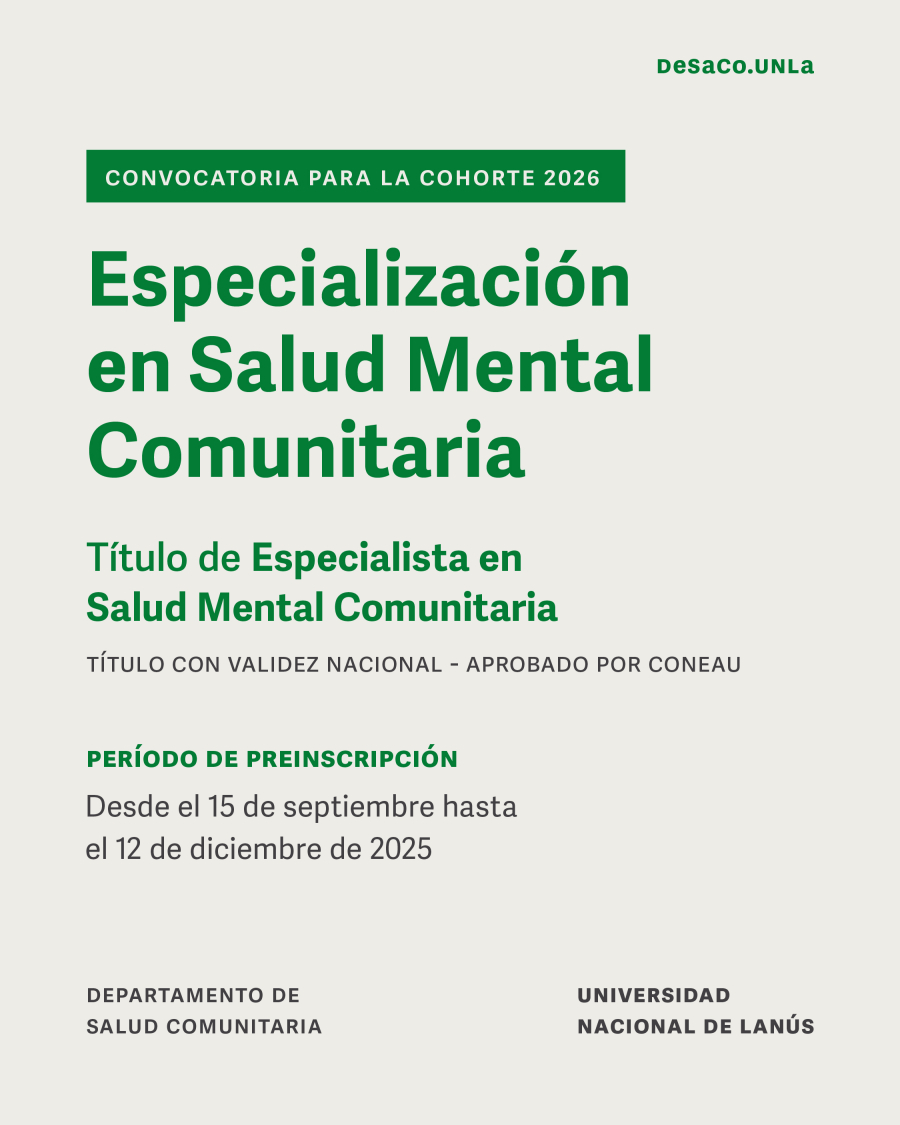 Preinscripción para la Especialización en Salud Mental Comunitaria