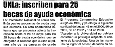 UNLa: inscriben para 25 becas de ayuda económica