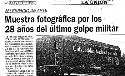 Muestra fotográfica por los 28 años del último golpe militar