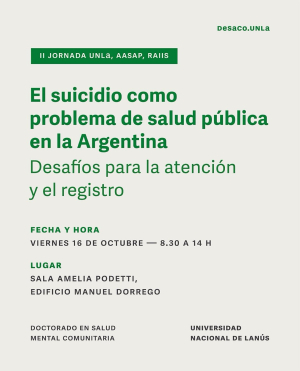 II Jornada sobre suicidio y salud p&uacute;blica