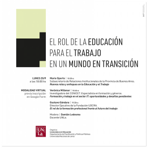 Convocamos al conversatorio &quot;El rol de la educación para el trabajo en un mundo en transición&quot;