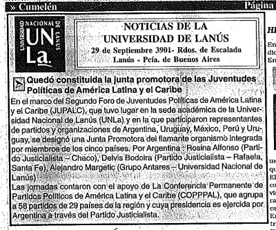 Quedó constituida la junta promotora de las juventudes Políticas de América Latina y el Caribe