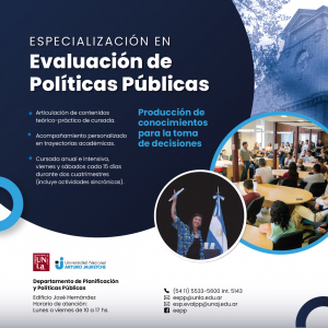 Comienza la admisión para la Especialización en Evaluación de Políticas Públicas