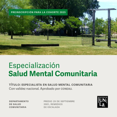 Abierta la inscripción para la Especialización en Salud Mental Comunitaria