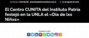 El Centro CUNITA del Instituto Patria festejó en la UNLA el «Día de lxs Niñxs»