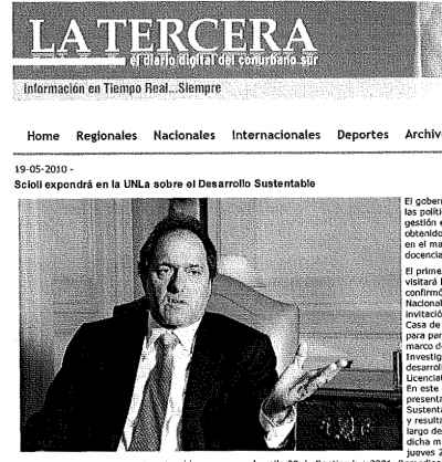 Scioli expondrá en la UNLa sobre el Desarrollo Sustentable