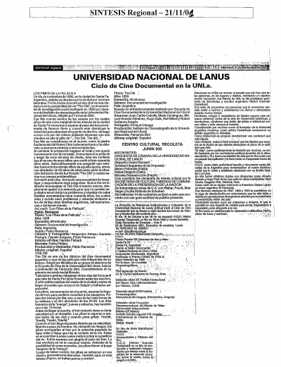 Ciclo de Cine  Documental en la UNLa