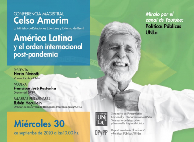 Ex ministro de Relaciones Exteriores y Defensa de Brasil disertará sobre Latinoamérica y pospandemia