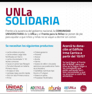 Colecta solidaria UNLa 