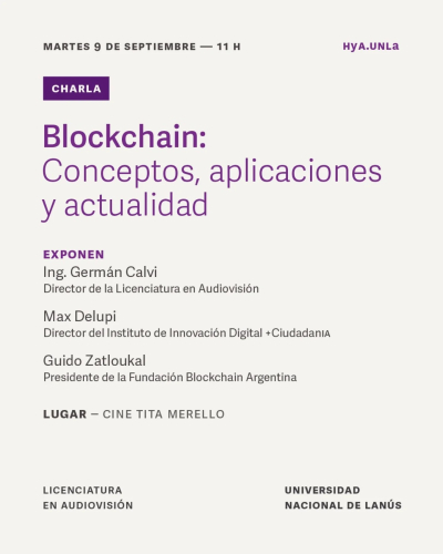 Invitamos a la charla &quot;Blockchain: Conceptos, aplicaciones y actualidad&quot;