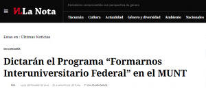 Dictarán el Programa “Formarnos Interuniversitario Federal” en el MUNT