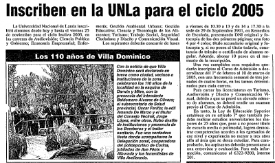 Inscriben en la UNLa para el ciclo 2005