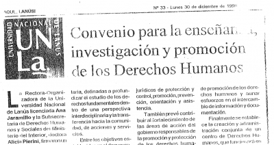 Convenio para la enseñanza, investigación y promoción de los Derechos Humanos