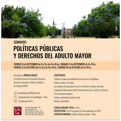 Abrió la inscripción para el Seminario de políticas públicas y derechos del adulto mayor