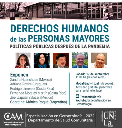 Invitan a la jornada &quot;Derechos de las personas mayores: políticas públicas después de la pandemia&quot;