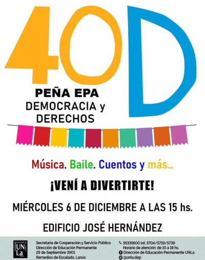Te invitamos a la peña &quot;40 años de democracia y derechos&quot;