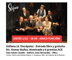Te invitamos a una tarde de teatro con la obra Stéfano