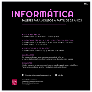 Talleres virtuales de Informática para mayores de 55 años: Inscripción hasta el 29 de abril