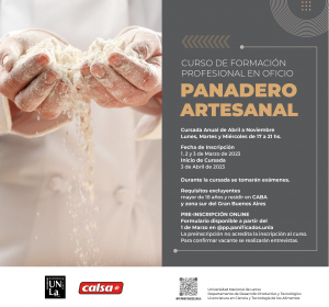 Inscriben al Curso de Panadero Artesanal